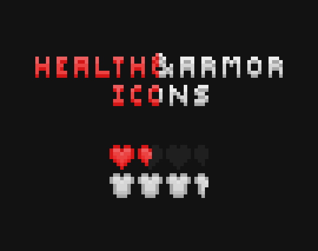 7*7的像素游戏UI生命值和护甲图标素材