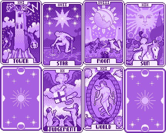 免费的像素单色经典西班牙大阿卡纳塔罗牌素材