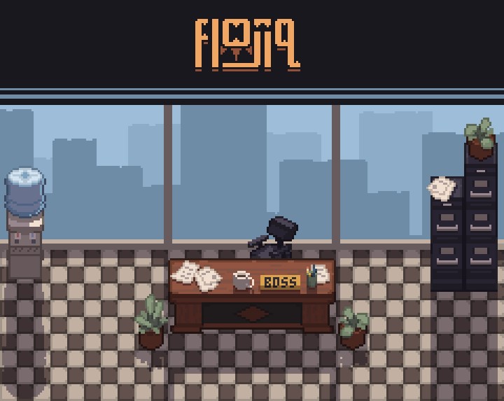 自上而下的像素现代办公室家具素材