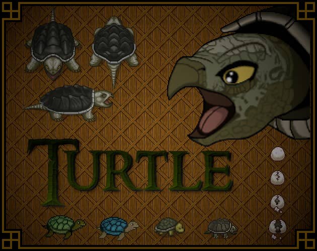 免费的手绘像素动物乌龟动画素材