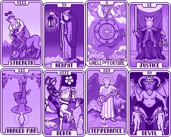 免费的像素单色经典西班牙大阿卡纳塔罗牌素材