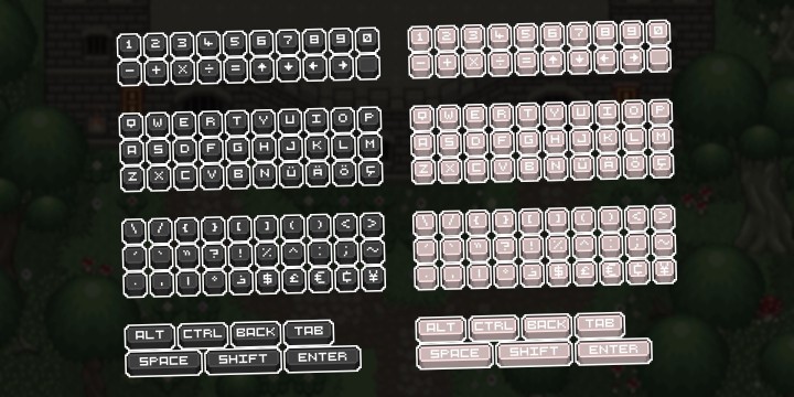16*16的复古像素游戏UI键盘按钮图标素材