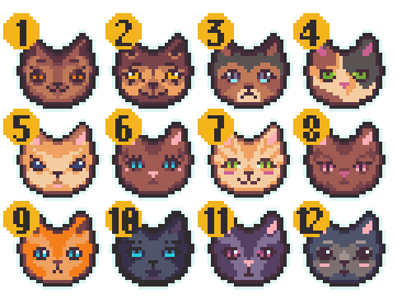 12个免费的可爱像素动物猫咪头像图标素材