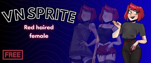 免费的2D视觉小说红发女性角色素材