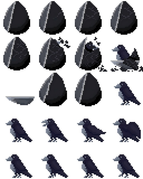 免费的32*32奇幻像素乌鸦动画素材