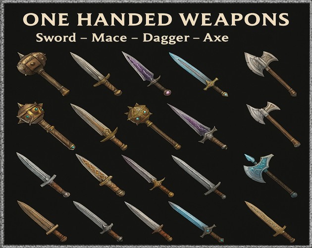 20个奇幻2D单手武器图标素材