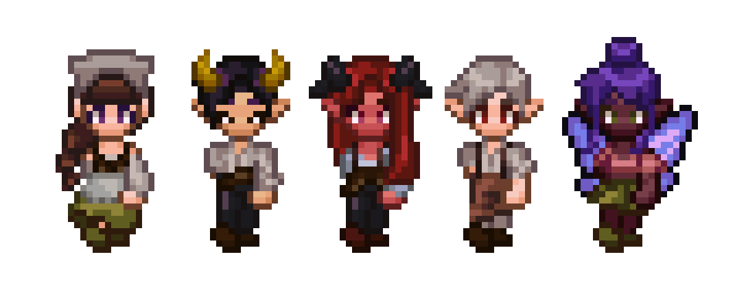 10个免费的四向行走奇幻像素NPC角色动画素材