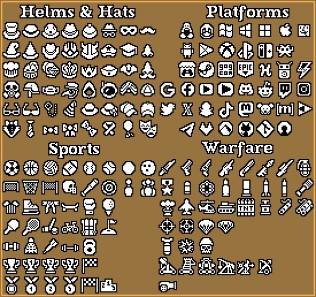 1300个手工制作16*16的1bit像素图标素材