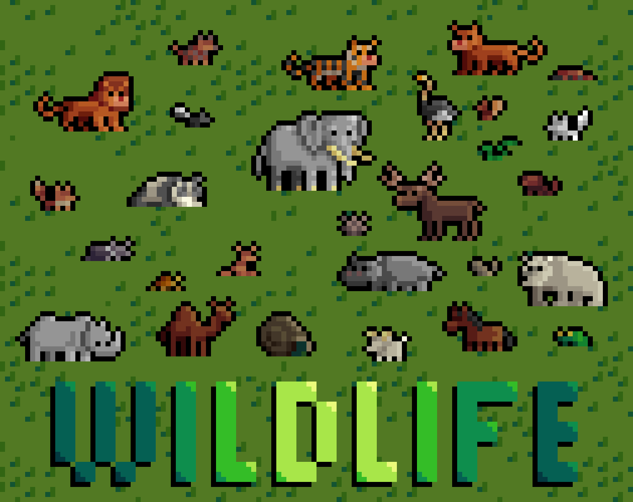 28种全动画迷你奇幻像素野生动物素材