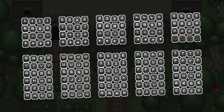 16*16的复古像素游戏UI键盘按钮图标素材