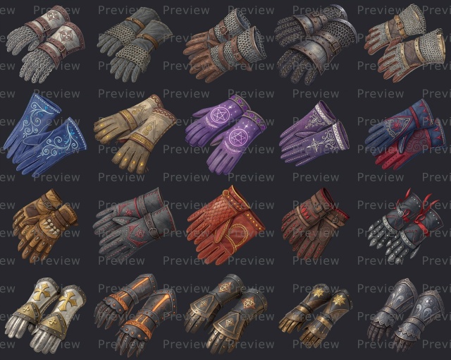 20个512*512手绘2D手套图标素材