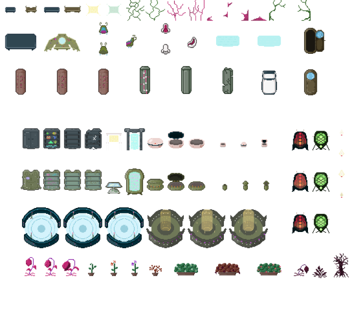 人类和外星人两种风格的像素科幻游戏资产素材