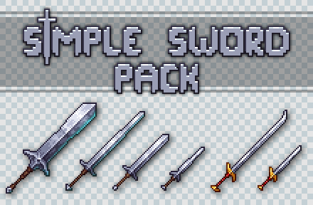 6个简单的像素武器剑素材
