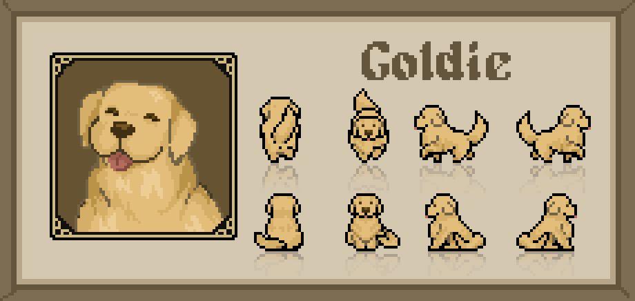 免费的像素动物金毛猎犬动画和头像素材