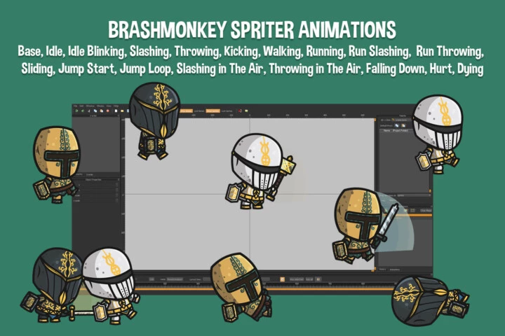 3个矢量卡通大头2D游戏圣骑士职业角色动画素材