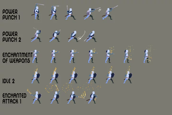 免费的奇幻中世纪像素角色原型动画素材