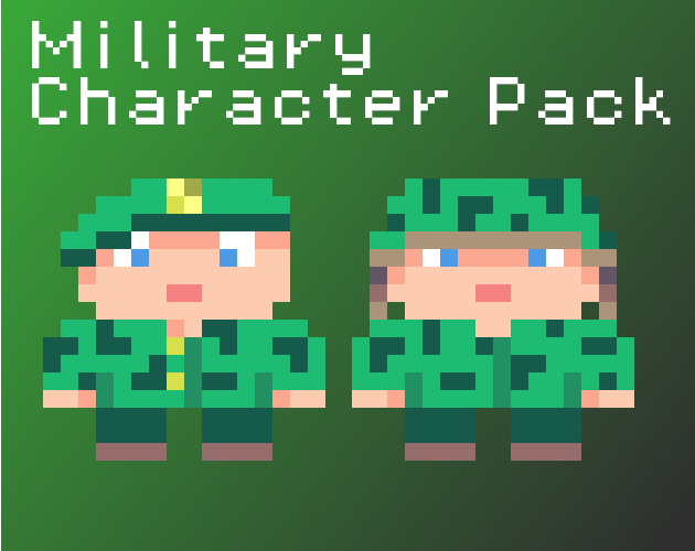 2个自上而下的免费像素军事士兵和指挥官人物NPC动画素材