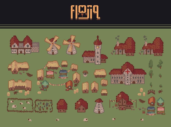 免费的中世纪像素城镇资产素材