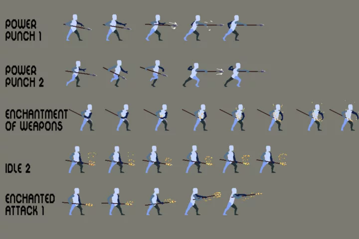 免费奇幻中世纪像素角色原型模板动画素材6