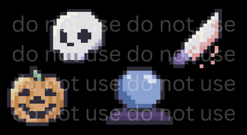 16*16的可爱恐怖像素游戏物品道具素材