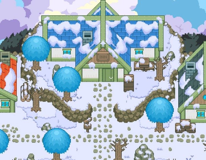 2个季节的像素农场游戏房屋图块集素材