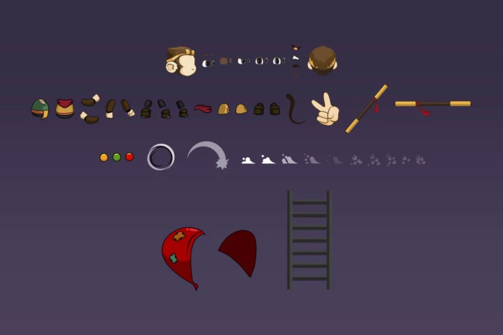 一个矢量的卡通2D猴子角色动画素材