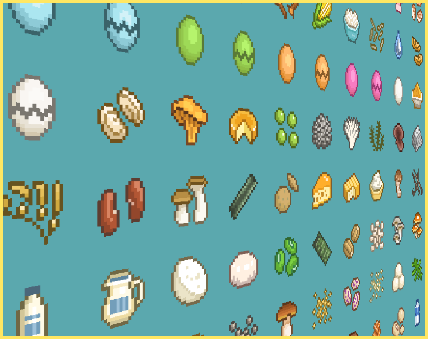 99种不同的像素食物和成分图标素材