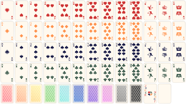 50*75的全套像素扑克纸牌素材