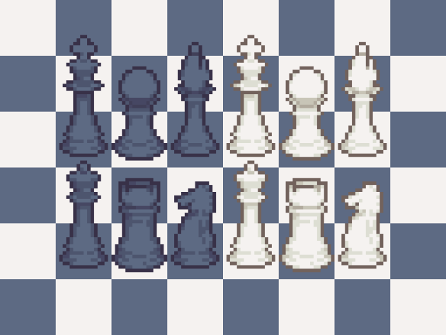 一组像素国际象棋棋子素材