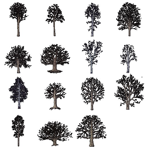 128*128自上而下的像素森林树木素材