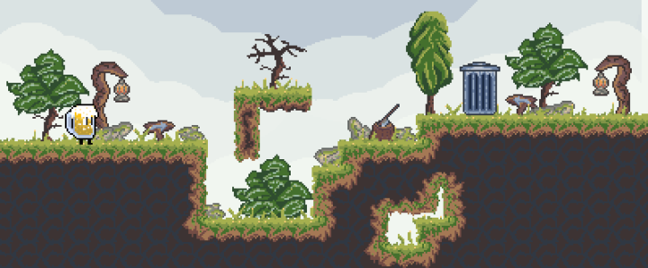 16*16的像素横版卷轴砖块和道具素材