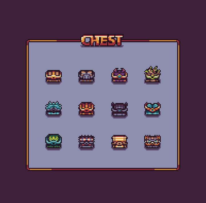 12个16*16的不同像素宝箱变体素材