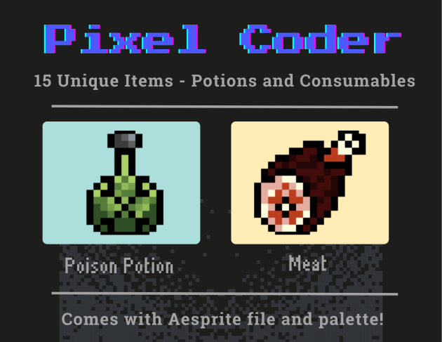 15个免费的像素游戏药水和消耗品图标素材