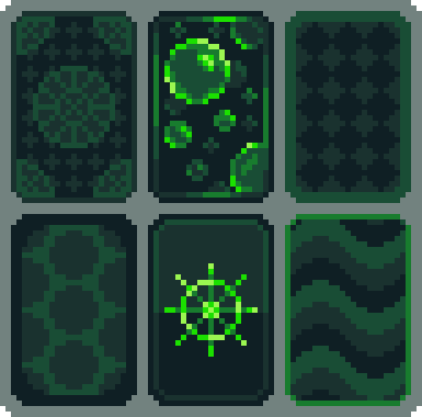 一组绿色的像素海洋主题扑克纸牌素材