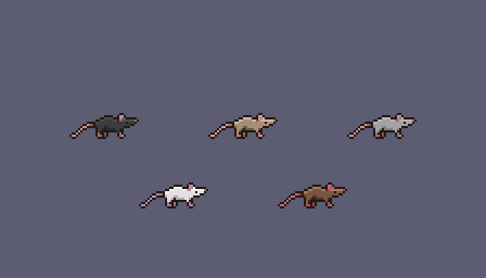 5种横版卷轴像素游戏动画老鼠素材