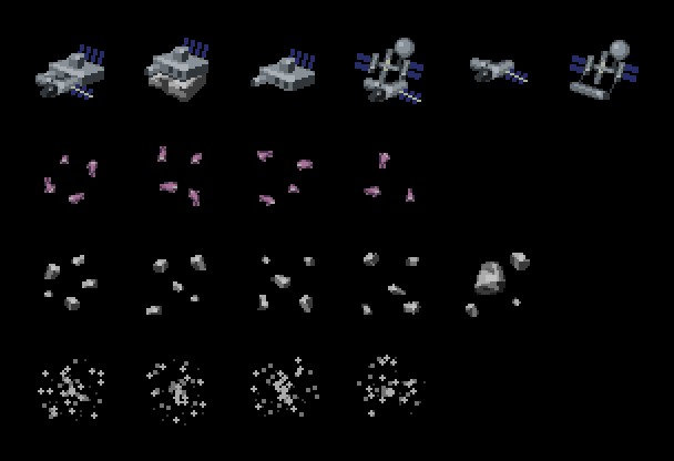 精美的未来主义像素科幻行星、恒星和太空废物素材