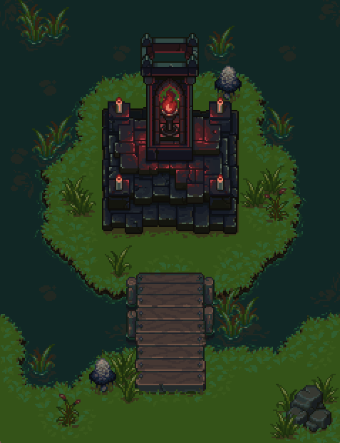 自上而下的像素黑暗神秘沼泽入门资产素材