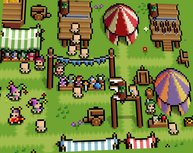 8*8的精美迷你奇幻像素中世纪狂欢节游乐场资产素材