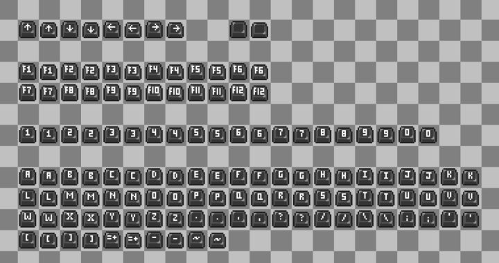 迷人的像素艺术键盘UI按钮素材