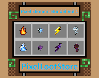 8个简单的像素游戏元素技能图标素材