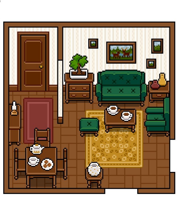 自上而下的32*32经典像素家具套装素材