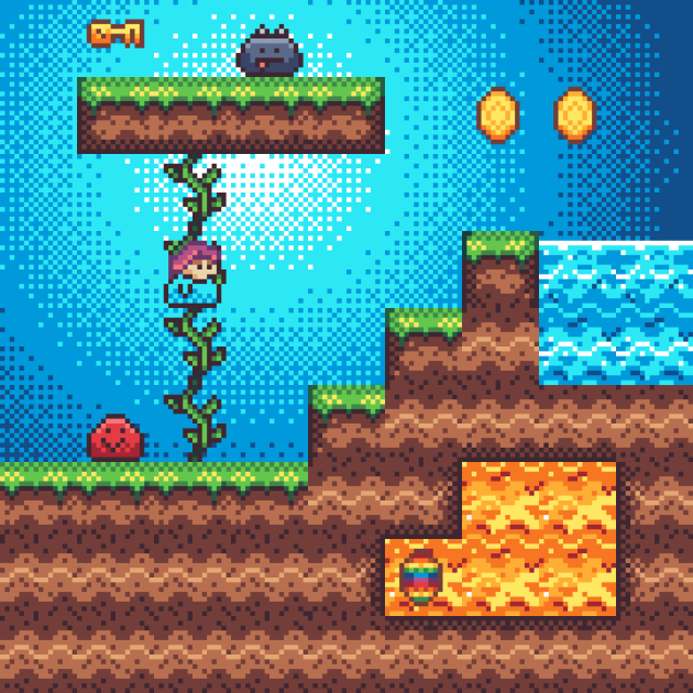 16*16的像素艺术平台游戏图块集素材