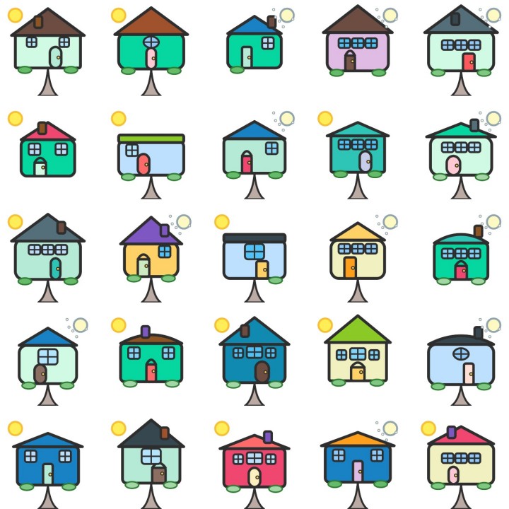 25个2D矢量家园建筑图标素材