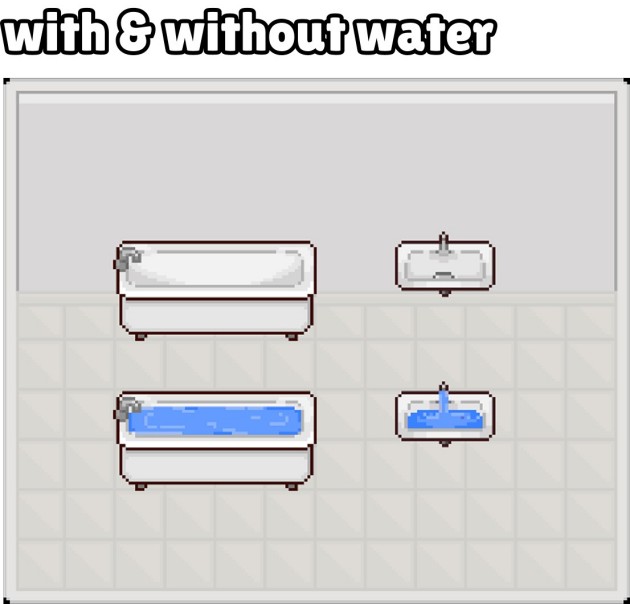 免费的16*16像素浴室家具与内饰素材