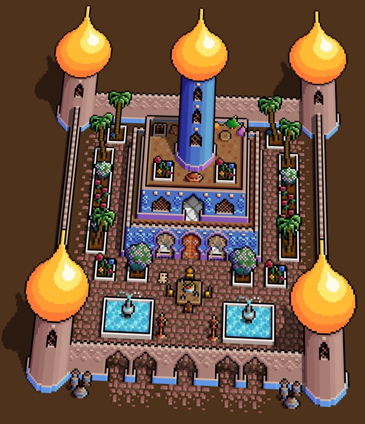 精美的8*8迷你奇幻像素波斯宫殿瓷砖素材