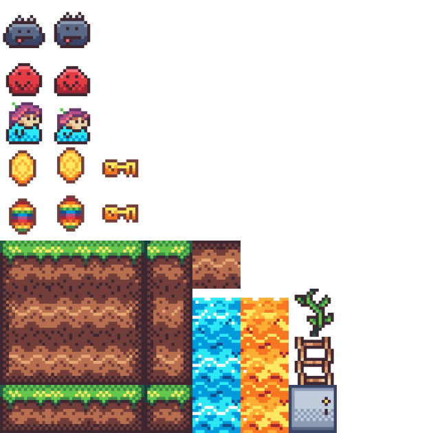 16*16的像素艺术平台游戏图块集素材