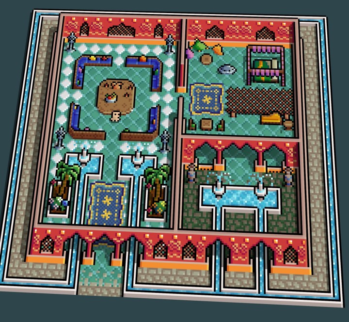 精美的8*8迷你奇幻像素波斯宫殿瓷砖素材