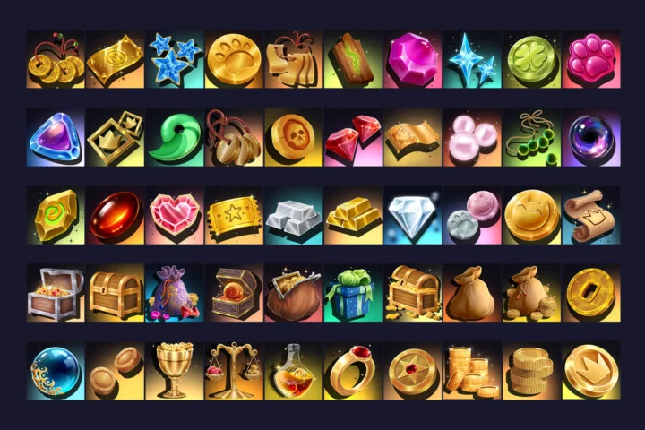 精美的512*512的2D RPG游戏货币图标素材