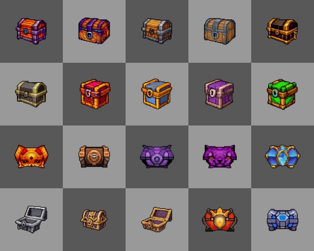 20个AI辅助生成的像素宝藏宝箱图标素材3