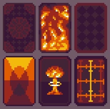 火焰主题的像素艺术扑克纸牌素材